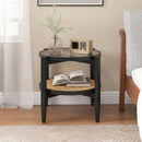 Round Rattan Side Table with Tempered Glass Top by LJGDeals