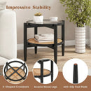 Round Rattan Side Table with Tempered Glass Top by LJGDeals