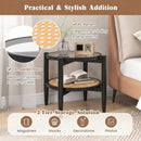 Round Rattan Side Table with Tempered Glass Top by LJGDeals