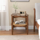 Round Rattan Side Table with Tempered Glass Top by LJGDeals