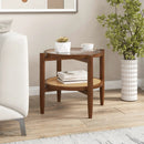 Round Rattan Side Table with Tempered Glass Top by LJGDeals