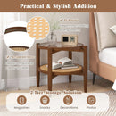 Round Rattan Side Table with Tempered Glass Top by LJGDeals