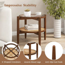 Round Rattan Side Table with Tempered Glass Top by LJGDeals