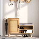 2-in-1 Rattan Shoe Cabinet with Bench Shoe Storage Bench with Washable Cushion-Natural by DirectDeals