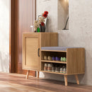 2-in-1 Rattan Shoe Cabinet with Bench Shoe Storage Bench with Washable Cushion-Natural by DirectDeals