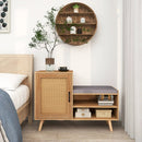 2-in-1 Rattan Shoe Cabinet with Bench Shoe Storage Bench with Washable Cushion-Natural by DirectDeals