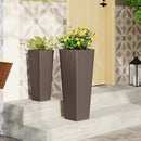 Rattan Tall Planter Set of 2 Outdoor Large Tapered Planters with Removable Inner Trays by LJGDeals
