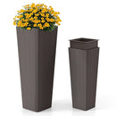Rattan Tall Planter Set of 2 Outdoor Large Tapered Planters with Removable Inner Trays by LJGDeals