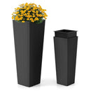 Rattan Tall Planter Set of 2 Outdoor Large Tapered Planters with Removable Inner Trays by LJGDeals