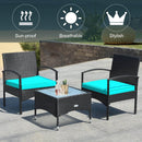 3 Pieces Patio Wicker Rattan Furniture Set with Cushion for Lawn Backyard by LJGDeals