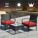 3 Pieces Patio Wicker Rattan Furniture Set with Cushion for Lawn Backyard by LJGDeals