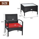 3 Pieces Patio Wicker Rattan Furniture Set with Cushion for Lawn Backyard by LJGDeals