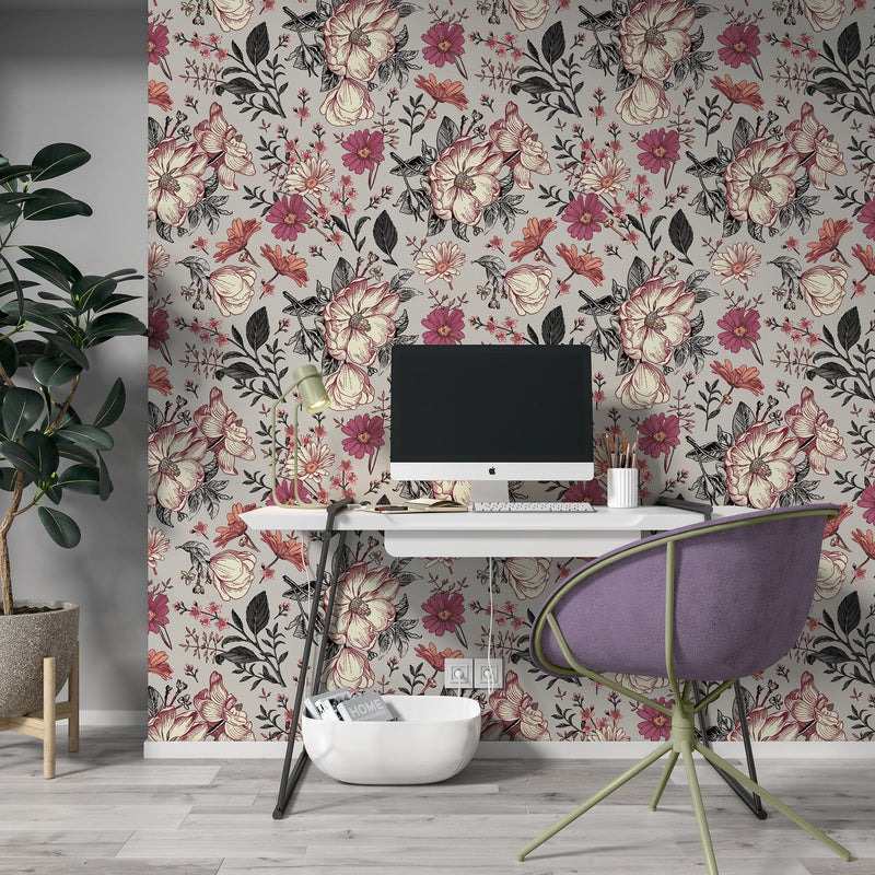 Roses and Chamomile Flowers Wallpaper