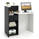 Front Reception Office Desk with Open Shelf and Lockable Drawer by LJGDeals