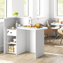 Reception Office Desk with Open Shelf and Lockable Drawer-White