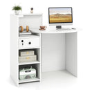 Front Reception Office Desk with Open Shelf and Lockable Drawer by LJGDeals