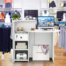 Front Reception Office Desk with Open Shelf and Lockable Drawer by LJGDeals