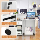 Reception Office Desk with Open Shelf and Lockable Drawer-White