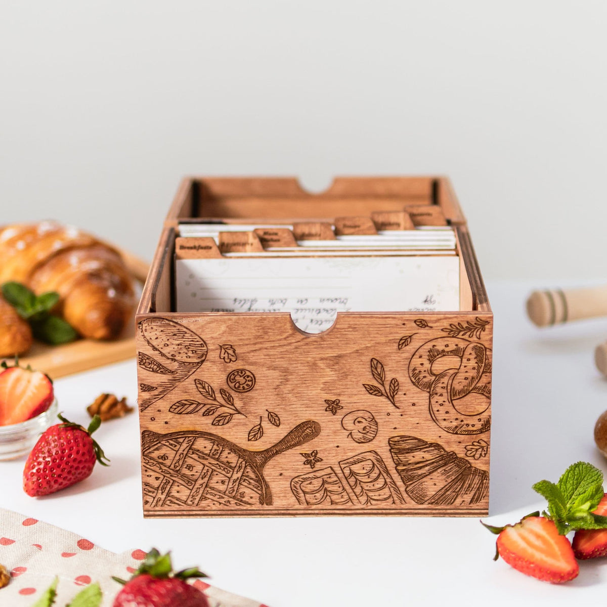 Wooden Recipe Box – Bakery Theme, photo 2 of 5