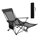 Reclining Camping Chair with Removable Footrest and Adjustable Backrest