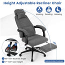 Reclining Office Chair Chenille Fabric Upholstered Computer Desk Chair-Gray by LJGDeals