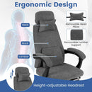 Reclining Office Chair Chenille Fabric Upholstered Computer Desk Chair-Gray by LJGDeals