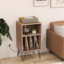 Record Player Stand with Charging Station for Living Room Bedroom-Walnut by DirectDeals