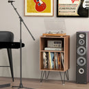 Record Player Stand with Charging Station for Living Room Bedroom-Walnut by DirectDeals