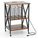 Mid-Century Record Player Stand with Built-in Charging Station by LJGDeals