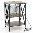 Mid-Century Record Player Stand with Built-in Charging Station by LJGDeals