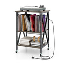 Mid-Century Record Player Stand with Built-in Charging Station by LJGDeals