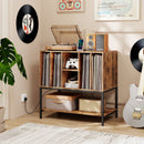Record Player Stand with Charging Station and Metal Frame