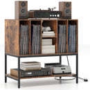 Record Player Stand with Charging Station and Metal Frame