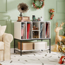 Record Player Stand with Charging Station and Metal Frame