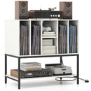 Record Player Stand with Charging Station and Metal Frame
