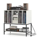 Record Player Stand with Charging Station and Metal Frame