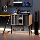 Record Player Stand with Charging Station and Metal Frame