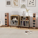 Record Player Stand with Record Storage Shelf and Charging Station