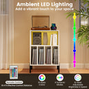Record Player Stand with LED Light and Charging Station