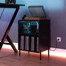 Record Player Stand with LED Light and Charging Station by LJGDeals