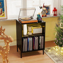 Record Player Stand with LED Light and Charging Station by LJGDeals