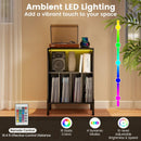 Record Player Stand with LED Light and Charging Station by LJGDeals