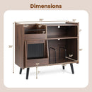Record Player Stand with LED Light and Power Outlets Large Turntable Stand with Sliding Door-Brown by LJGDeals