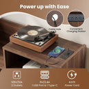 Record Player Stand with LED Light and Power Outlets Large Turntable Stand with Sliding Door-Brown by LJGDeals