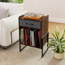 Record Player Stand with Drawer and Record Holder