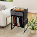 Record Player Stand with Drawer and Record Holder