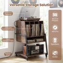 Record Player Stand on Wheels Rolling Turntable Stand with Power Outlets by DirectDeals