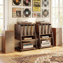 Record Player Stand on Wheels Rolling Turntable Stand with Power Outlets by DirectDeals