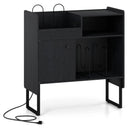 Record Player Stand with Power Outlets and Vinyl Storage Holder up to 250 Albums by DirectDeals
