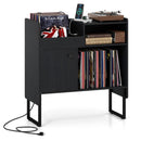 Record Player Stand with Power Outlets and Vinyl Storage Holder up to 250 Albums by LJGDeals